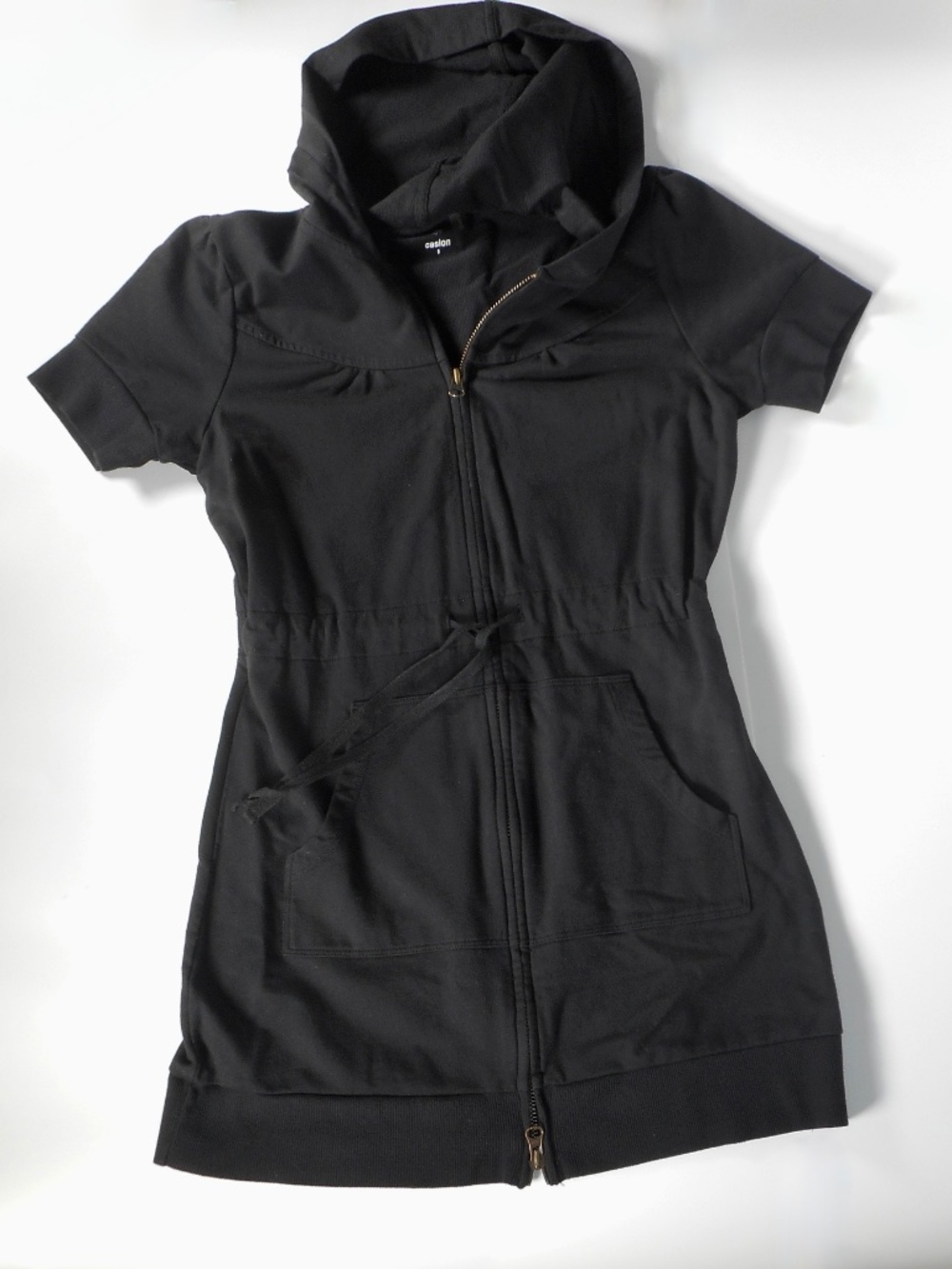 Caslon Black Cotton Stretch Sz S Hoodie Full-Zip Dress Pouch Pockets Nordstrom